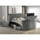  Crown Mark Voltare 5212GY-K King Bed with Fireplace & TV Lift - Grey IMAGE 5