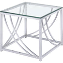  Coaster Furniture Lille 720498-S3 3-piece Glass Top Coffee And End Table Set - Chrome IMAGE 3