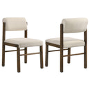  Coaster Furniture Kehoe 193932WAL Set of 2 Upholstered Dining Side Chair - Cream/Walnut IMAGE 1