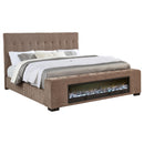  Coaster Furniture Senna 305811KE Upholstered Eastern King Audio Flame Visualizer Bed - Brown IMAGE 1