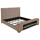  Coaster Furniture Senna 305811KE Upholstered Eastern King Audio Flame Visualizer Bed - Brown IMAGE 3