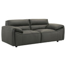  Coaster Furniture Buxton 509505 Top Grain Leather Upholstered Loveseat - Graphite IMAGE 1