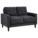  Coaster Furniture Bowen II 509982 Fabric Upholstered Track Arm Loveseat - Steel Grey IMAGE 1