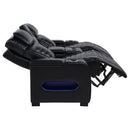  Coaster Furniture Zuma 603252PP Faux Leather Dual Power Reclining LED Loveseat - Black IMAGE 5