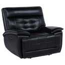  Coaster Furniture Hewitt 609613PP Leather Upholstered Dual Power Recliner Chair - Black IMAGE 1