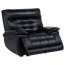 Coaster Furniture Hewitt 609613PP Leather Upholstered Dual Power Recliner Chair - Black IMAGE 2