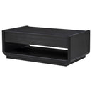  Coaster Furniture Leandro 704638 2-drawer Wood Coffee Table - Burnished Black IMAGE 1