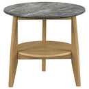  Coaster Furniture Bradley 706447 Round SmartTop Side Table - Grey/Natural IMAGE 2