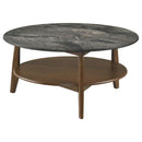  Coaster Furniture Bradley 706458-S2 2-Piece Round SmartTop Coffee Table Set Smokey and Brown - Smokey Grey/Brown IMAGE 3