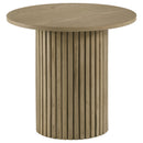  Coaster Furniture Hamlyn 706498-S2 2-piece Round Fluted Coffee and End Table Set - Natural Oak IMAGE 7