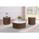 Coaster Furniture Jason 712418 Round White Marble Top Coffee Table - Honey Brown IMAGE 8