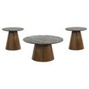  Coaster Furniture Franklin 722978-S3 3-piece Round Pedestal Coffee Table Set - Grey/Dark Brown IMAGE 2