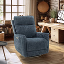 3PHL-1490 1114-45 Barcalounger Maben Maze Denim Trip 3P Swivel Recliner
