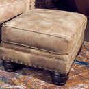 Mayo Leather 3180L50 Ottoman Special Open range brokenstone, antique nailhead, espresso legs